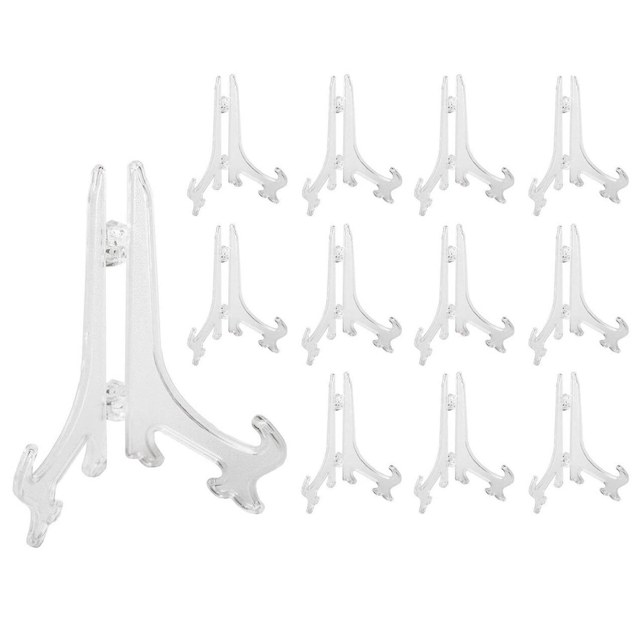 12 Pack Clear Easel Stands Easel Display Stand for Photo, Place Card, Collectibles, Light Items - Perfect for Wedding Cards, Party, Home, Party Decorations (3 Inches)